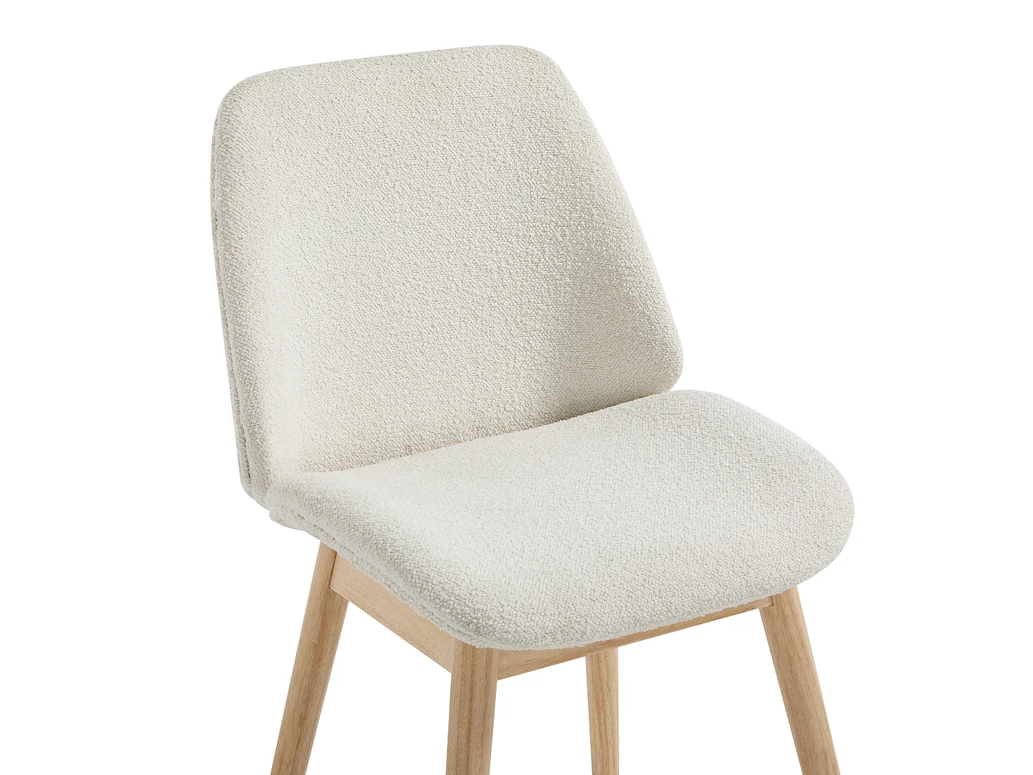 Lot de 2 chaises en tissu texturé et bois d'hévéa - Crème  - LEYADA