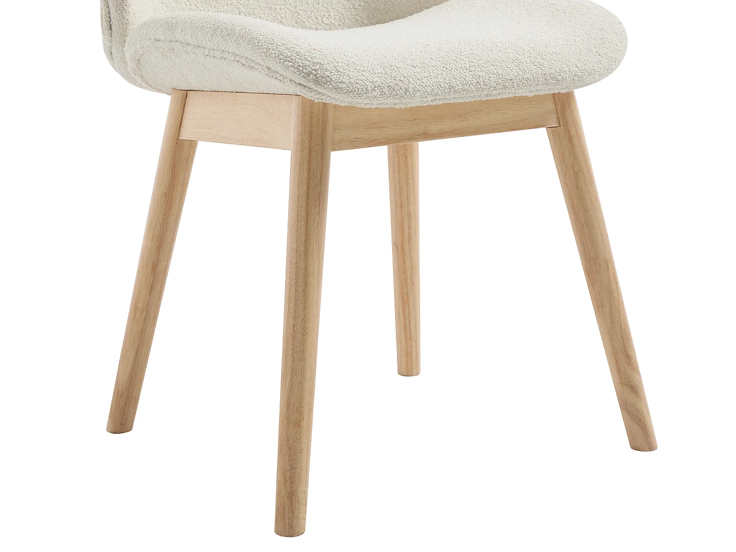 Lot de 2 chaises en tissu texturé et bois d'hévéa - Crème  - LEYADA