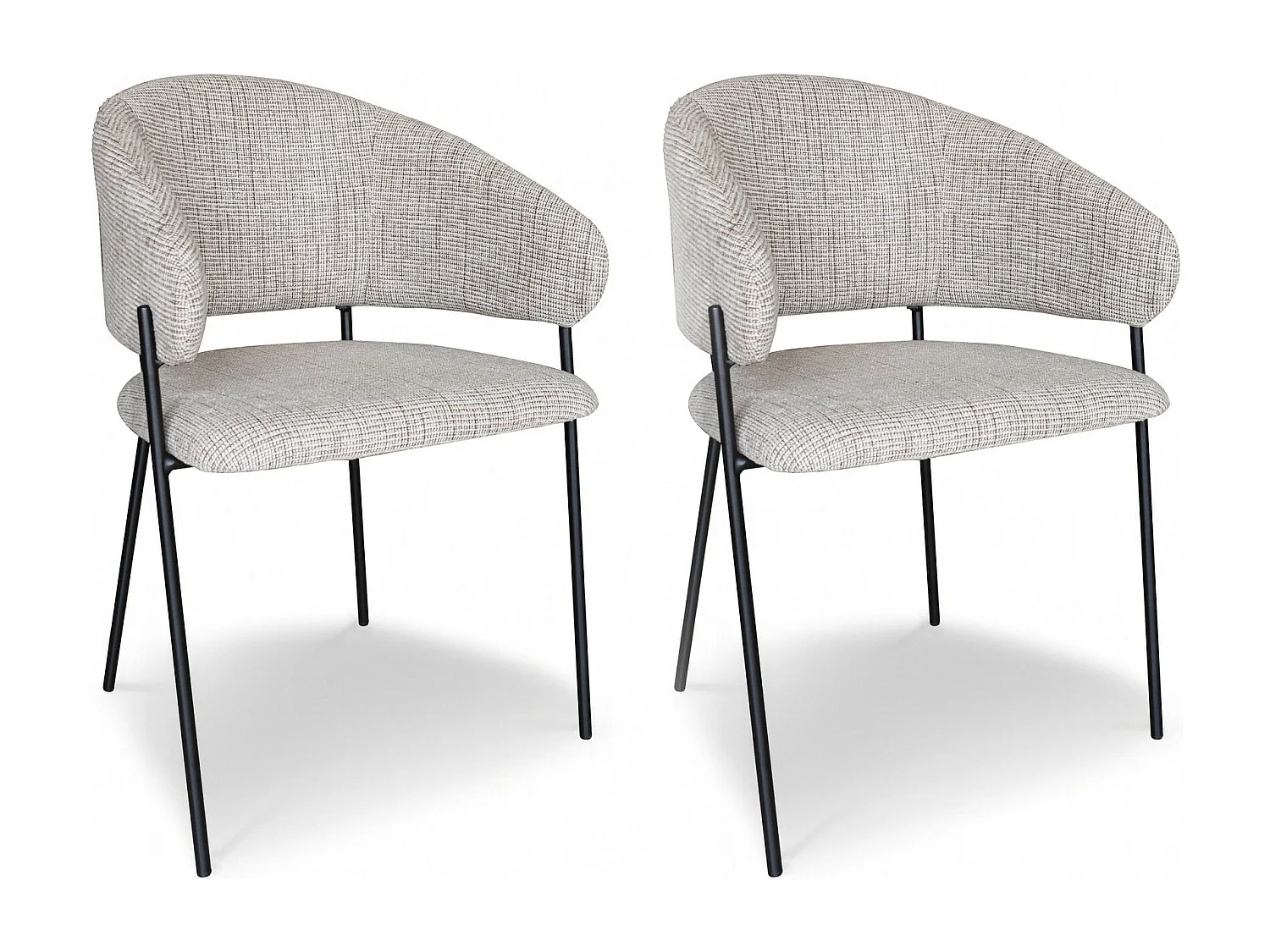 Now's Home - Lot De 2 Fauteuils De Table En Tissu Beige Et Pieds En Metal