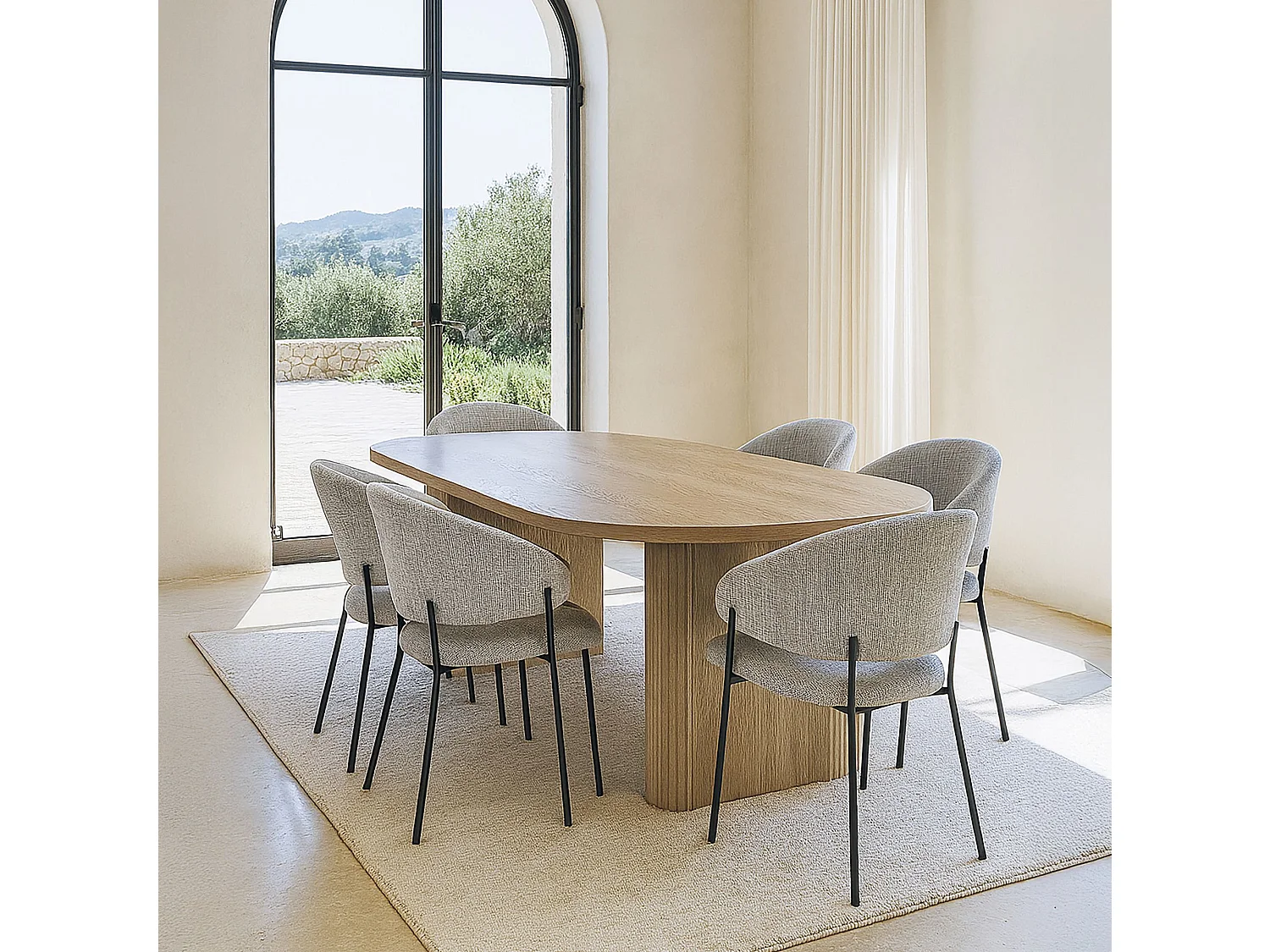 Now's Home - Lot De 2 Fauteuils De Table En Tissu Beige Et Pieds En Metal