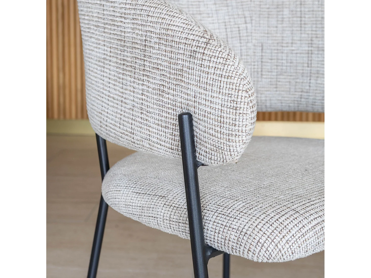 Now's Home - Lot De 2 Fauteuils De Table En Tissu Beige Et Pieds En Metal