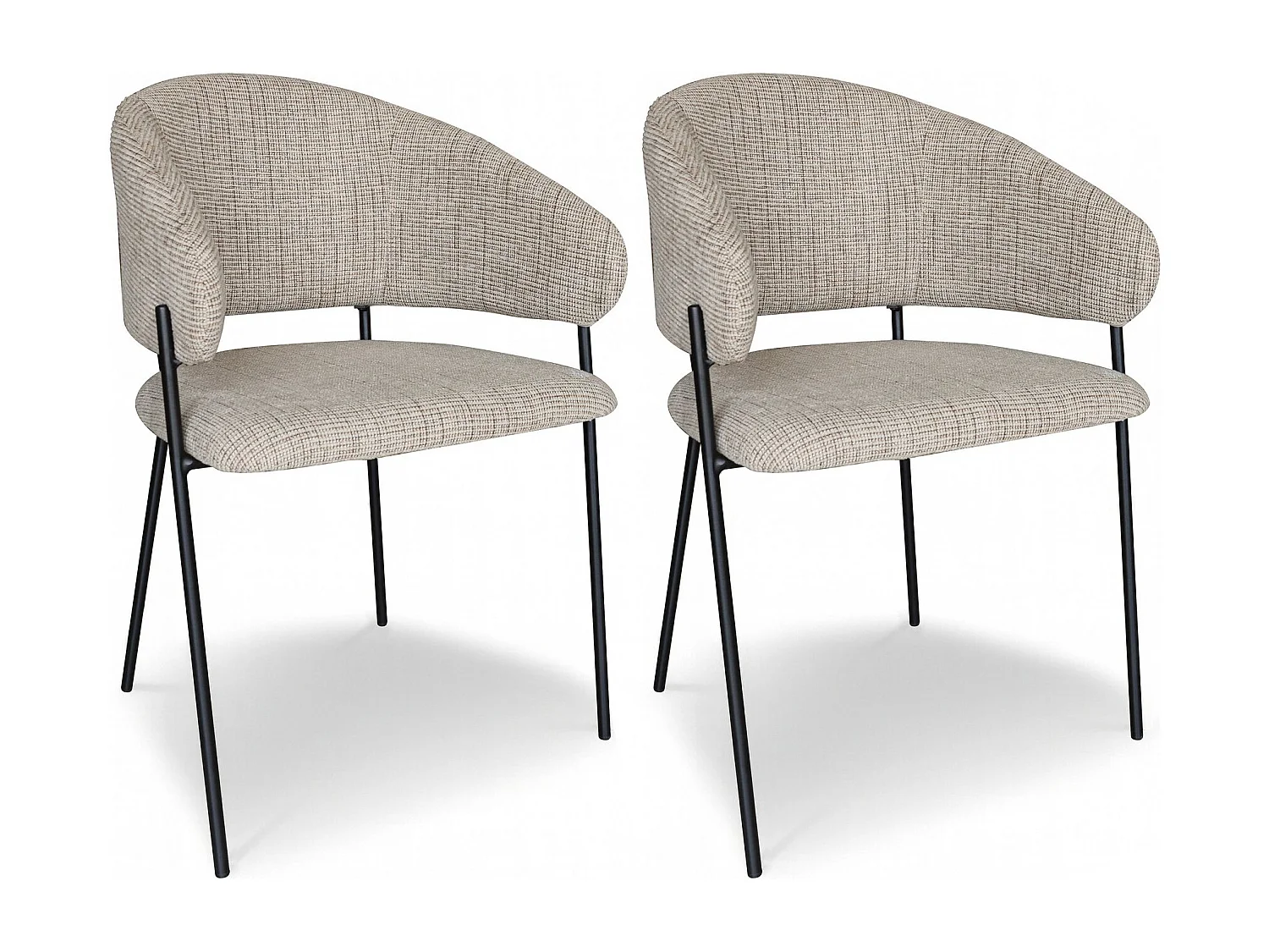 Now's Home - Lot De 2 Fauteuils De Table En Tissu Beige Et Pieds En Métal