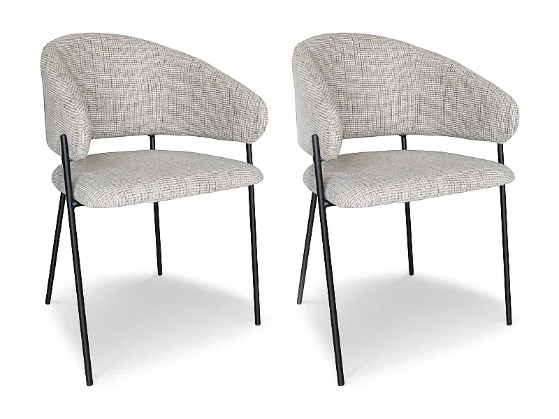 Now's Home - Lot De 2 Fauteuils De Table En Tissu Beige Et Pieds En Metal