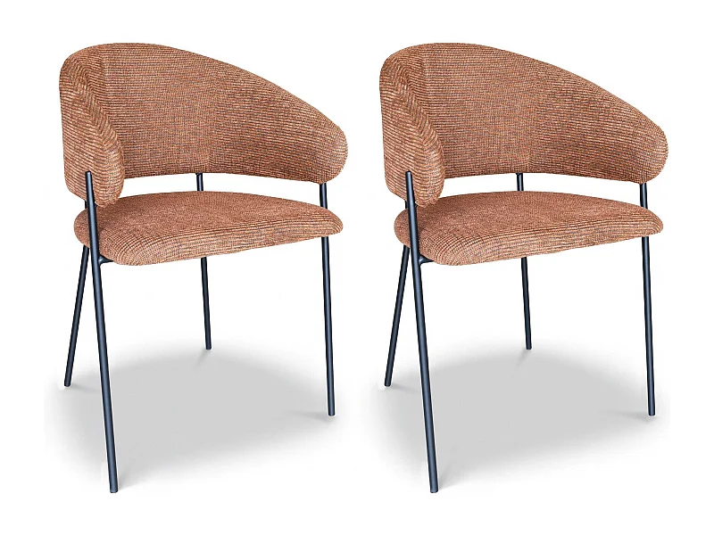 Now's Home - Lot De 2 Fauteuils De Table En Tissu Terracotta Et Pieds En Metal