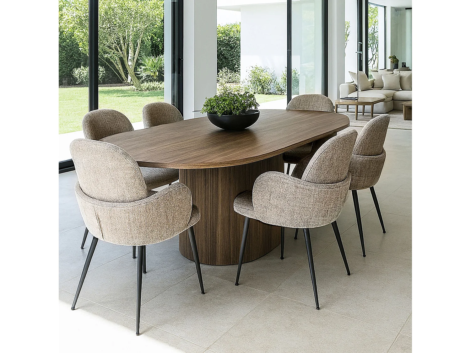 Now's Home - Lot De 2 Fauteuils De Table En Tissu Beige Et Pieds En Metal