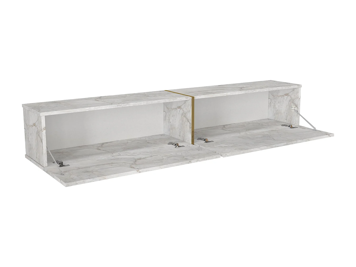 Meuble TV suspendu avec 2 portes - Effet marbre blanc - DINOMA