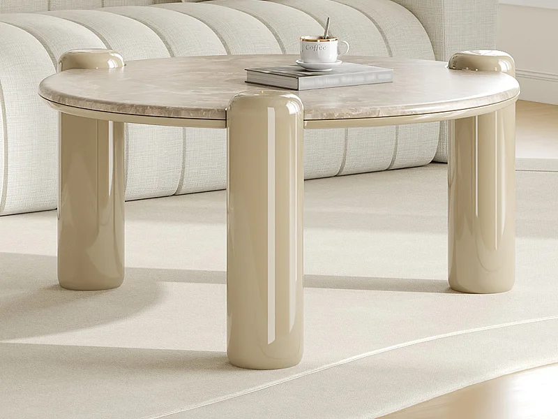 Table basse en marbre et MDF - Beige  - NARODI