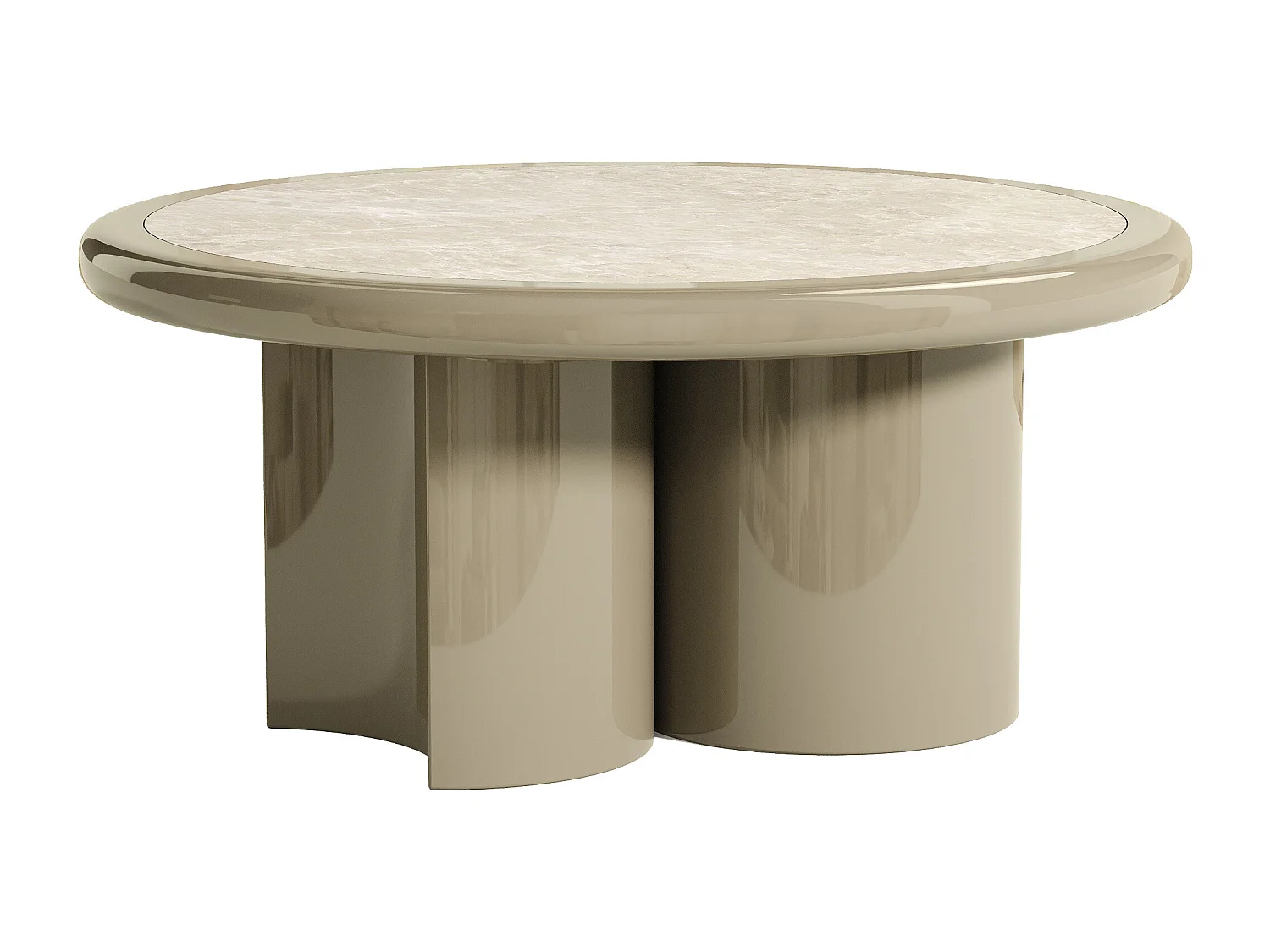 Table basse en marbre et MDF - Beige et taupe laqué - DIRAMA