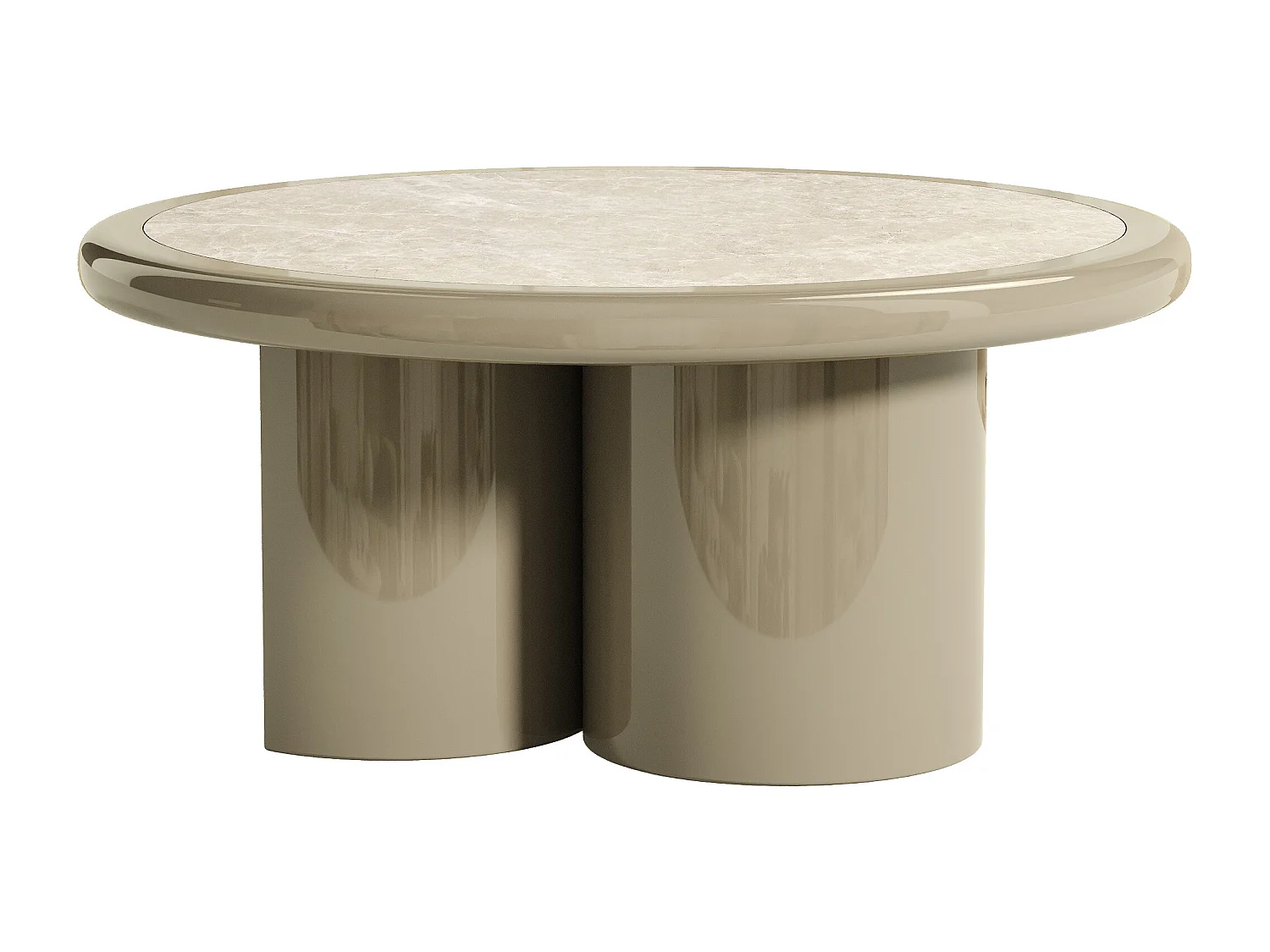 Table basse en marbre et MDF - Beige et taupe laqué - DIRAMA