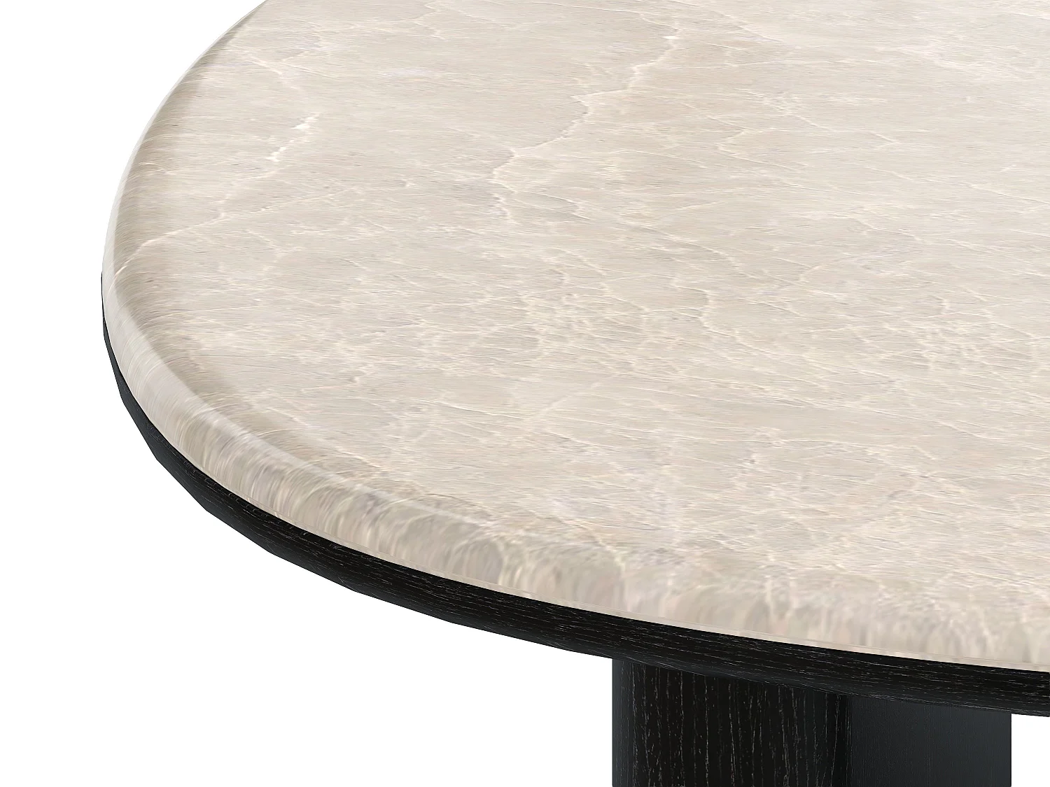 Table basse en marbre et placage chêne - Beige et noir - CORMINA