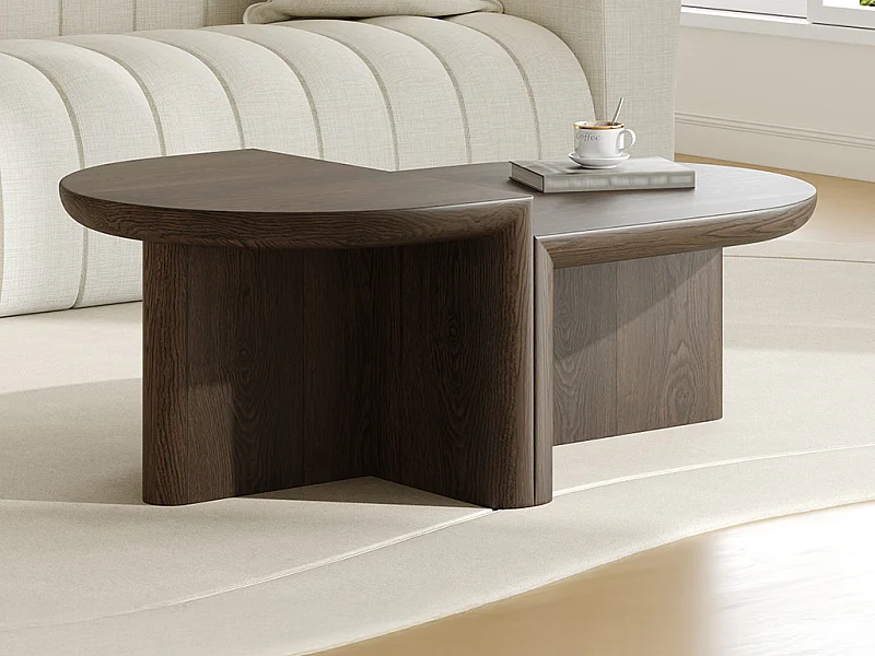 Table basse placage noyer - Naturel foncé - VARAJA