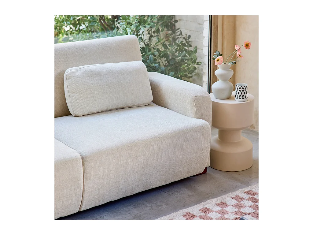 Sofá cama en tejido tela lisa de 3 plazas blanco roto