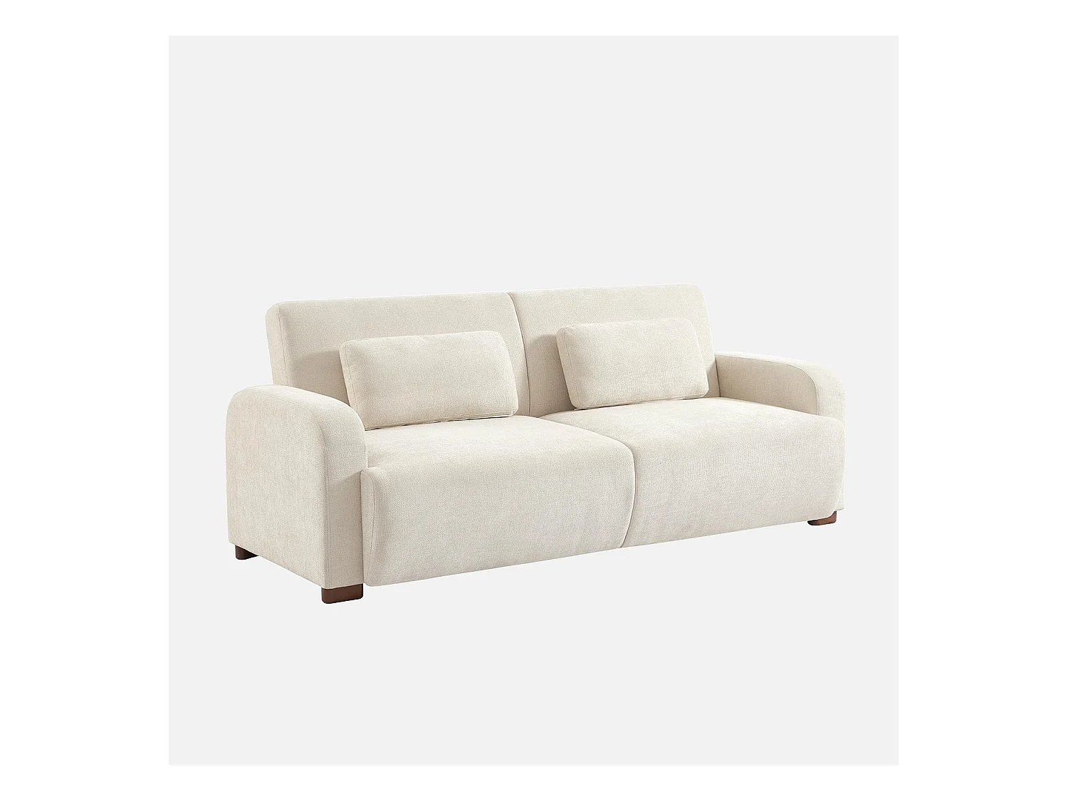 Canapé convertible 3 places tissu blanc cassé L 211 x P 92 x 85cm  - Dany