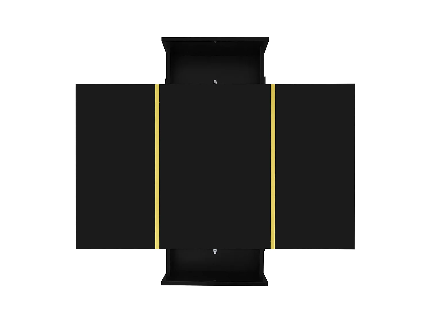 Table Basse Rectangulaire, Table de Salon avec 2 Tiroirs, avec des Lignes Dorées, Noir