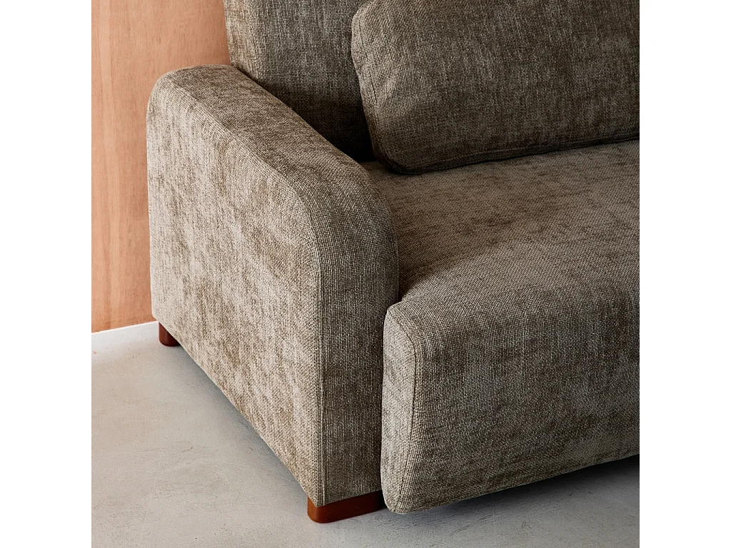 Canapé convertible 3 places tissu vert de gris L 211 x P 92 x 85cm  - Dany