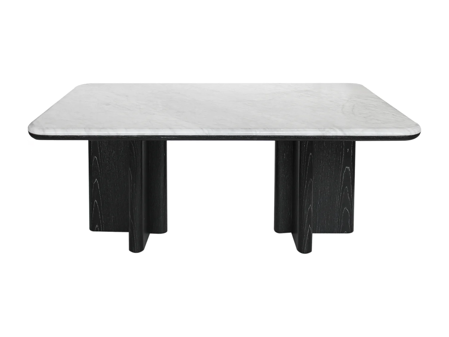 Table basse en marbre et placage frêne - Blanc et noir - ZANESKA