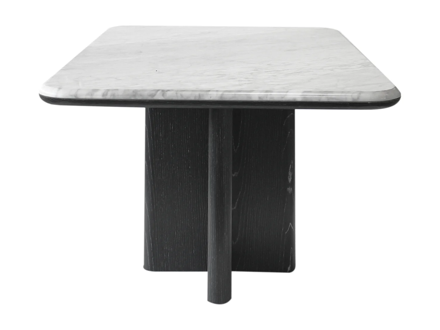 Table basse en marbre et placage frêne - Blanc et noir - ZANESKA