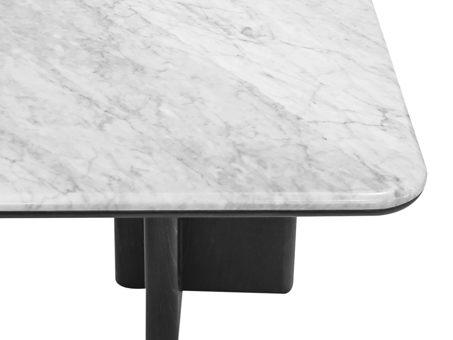 Table basse en marbre et placage frêne - Blanc et noir - ZANESKA