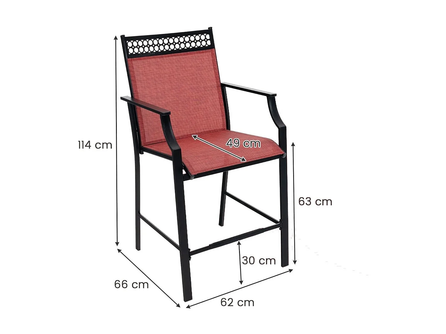 2er Set Gartenstühle mit Schnell trocknendem Stoff Hohe Terrassenstühle Balkonstühle-Rot