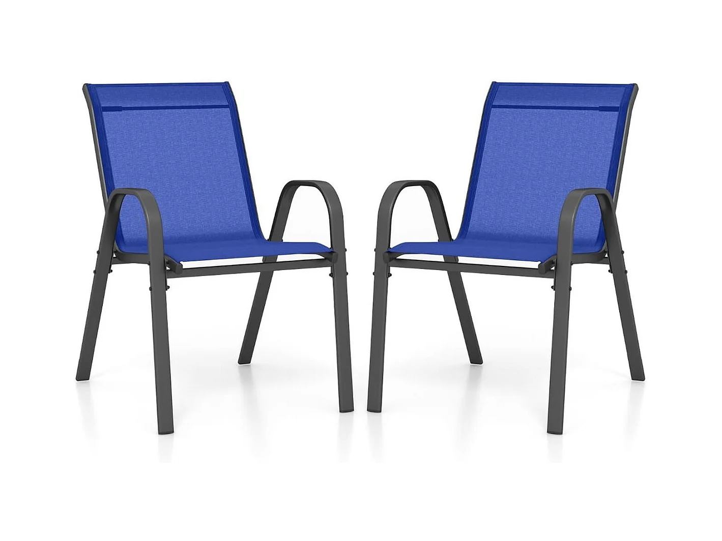 Lot de 2 Chaises Empliables Tissu Respirant et Structure Antirouille Charge Max 120kg pour Jardin Terrasse Bleu