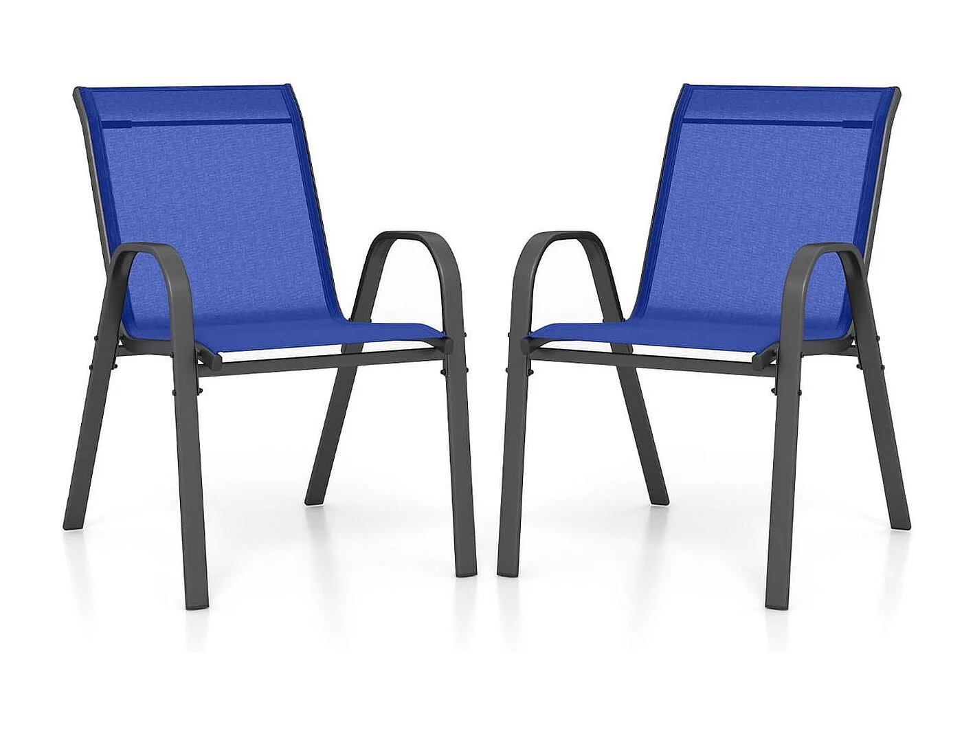 Lot de 2 Chaises Empliables Tissu Respirant et Structure Antirouille Charge Max 120kg pour Jardin Terrasse Bleu