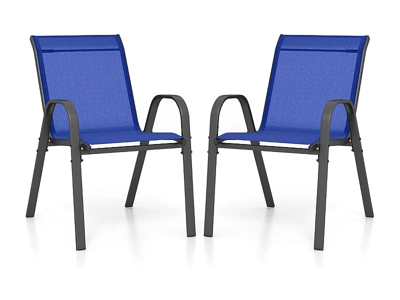 2er Set Gartenstühle stapelbar Stapelstühle aus Textilene und Metallgestell 56 x 70 x 84 cm Blau