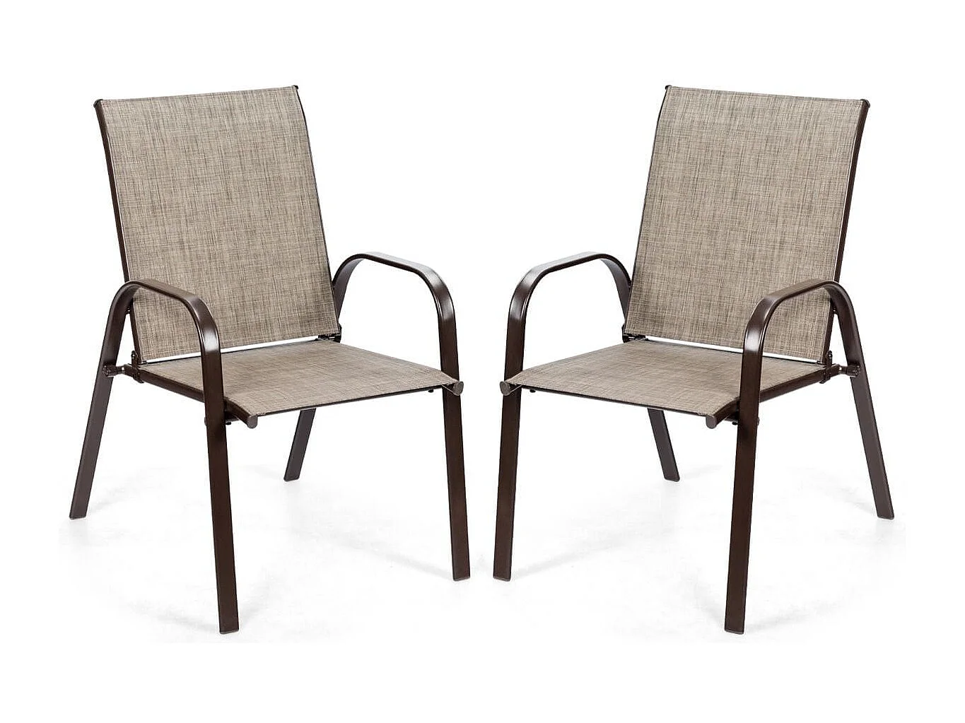 2er Set Gartenstühle mit gebogenen Armlehnen & verstärktem Metallrahmen Outdoor Bistrostühle Grau