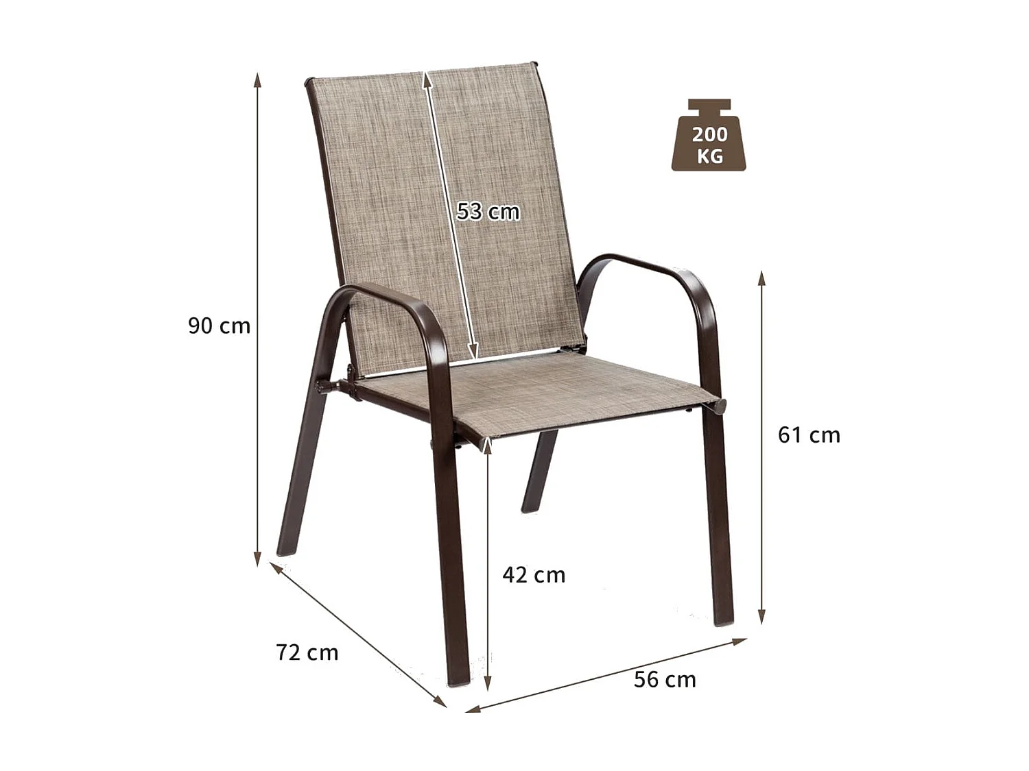 2er Set Gartenstühle mit gebogenen Armlehnen & verstärktem Metallrahmen Outdoor Bistrostühle Grau