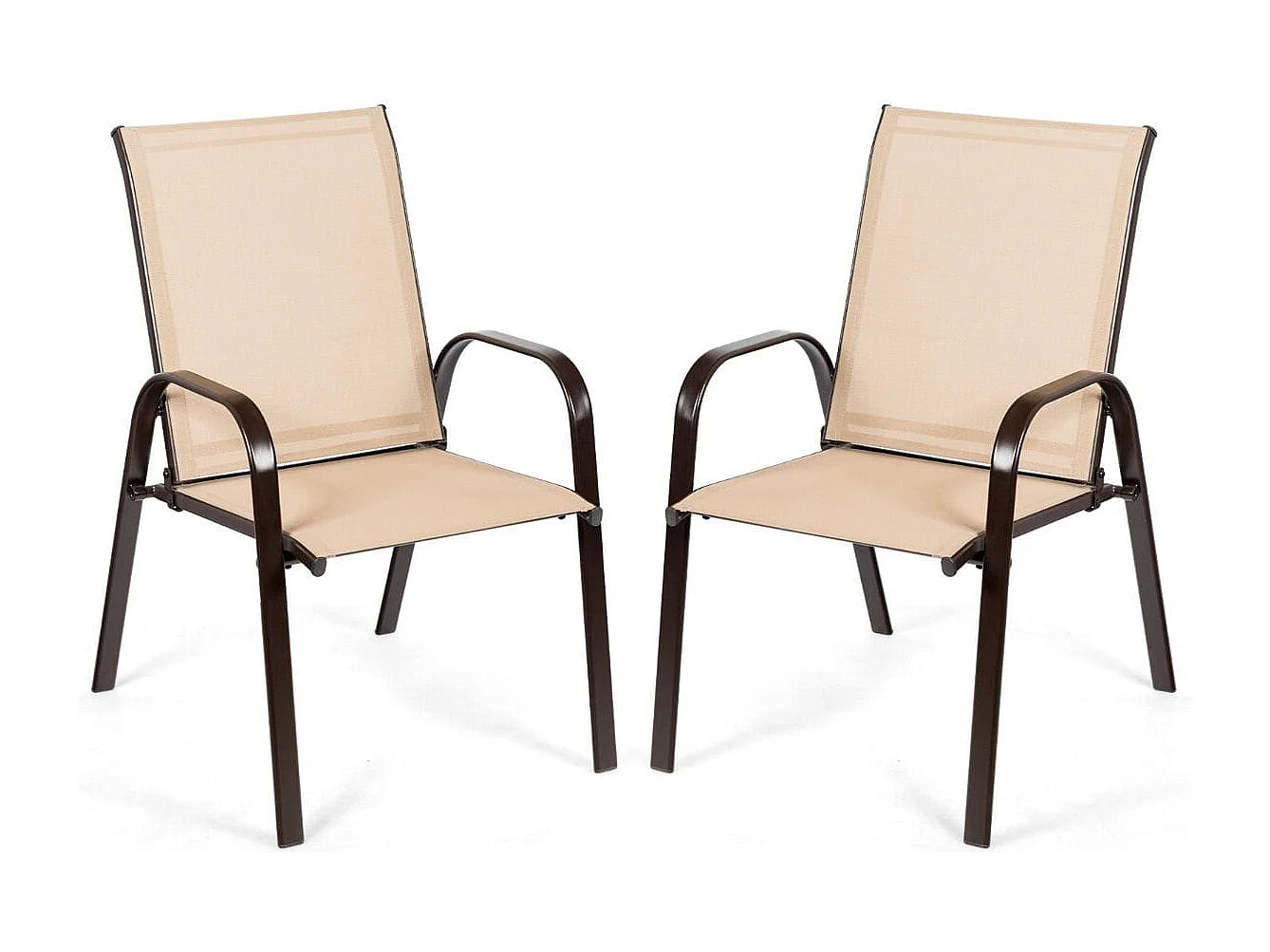 Sedie da giardino per patio con braccioli curvi tessuto facile da asciugare telaio in metallo, Sedie da bistrot Sabbia