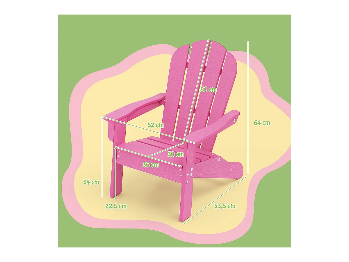 Kinder Adirondack Stuhl aus HDPE mit Ergonomischer Rückenlehne Adirondack Chair Rosa