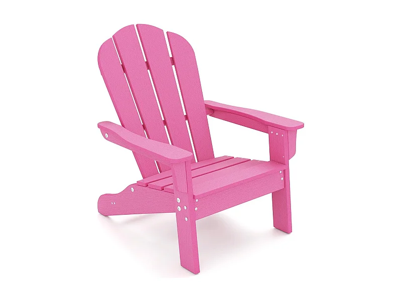 Chaise Adirondack pour Enfant Chaise de Jardin en Polyéthylène Haute Densité Toutes Saisons avec Design Ergonomique pour 3-8 Ans Rose
