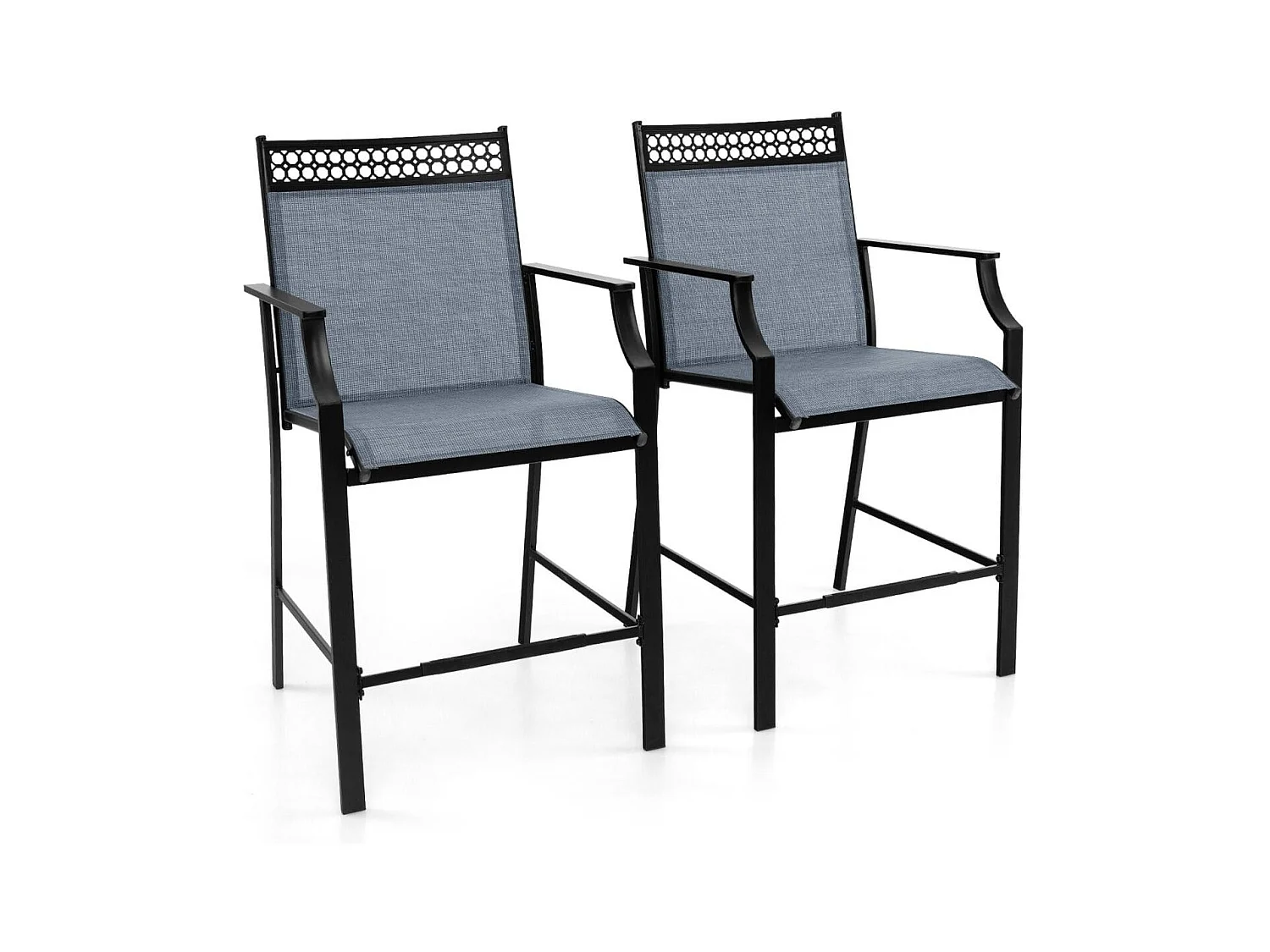 2er Set Gartenstühle mit Schnell trocknendem Stoff Hohe Terrassenstühle Balkonstühle-Blau