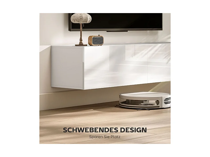 Móvel de TV de parede com 2 portas, móvel de TV de parede para sala e quarto, branco