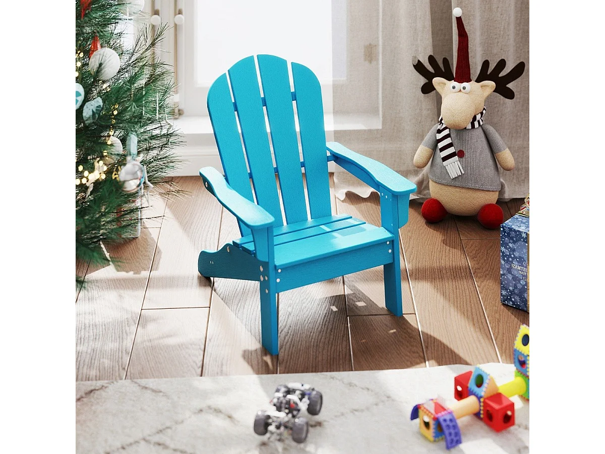Sedia adirondack da campeggio per bambini con design ergonomico per patio, Sedia da giardino per bambini da 3 a 8 anni Blu