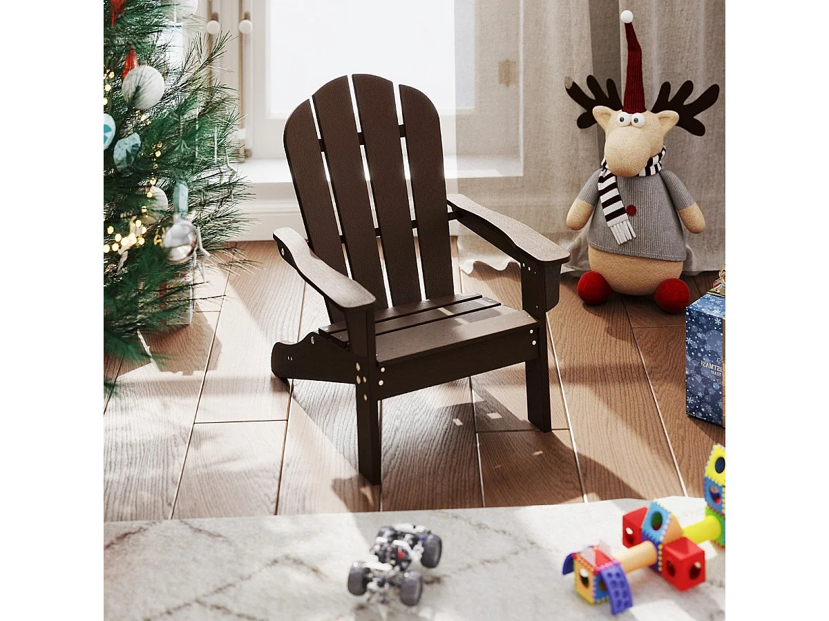 Chaise Adirondack pour Enfant Chaise de Jardin en Polyéthylène Haute Densité Toutes Saisons avec Design Ergonomique pour 3-8 Ans Marron