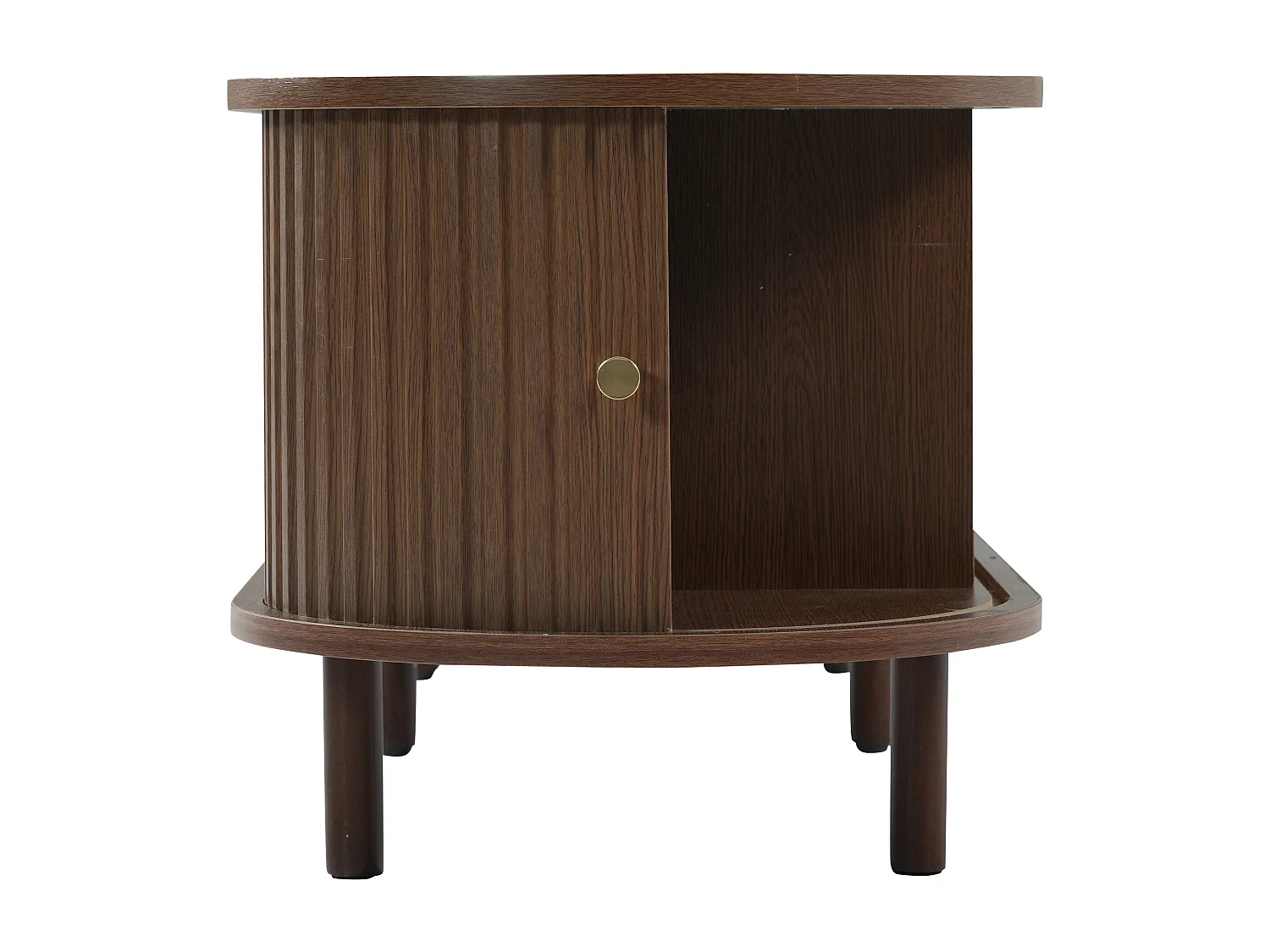 Meuble TV Ovale en Noyer foncé, Design rotin 180 * 40 * 40 cm Design MDF, Pieds réglables