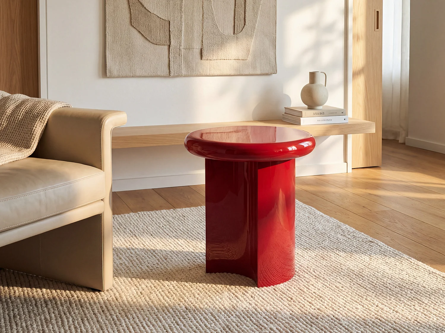 Tavolino in MDF Rosso laccato - SOBINA