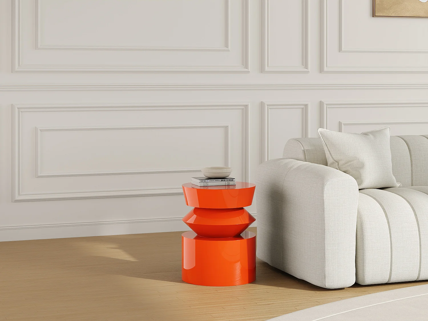 Table d'appoint en MDF - Orange laqué - NIDIMA