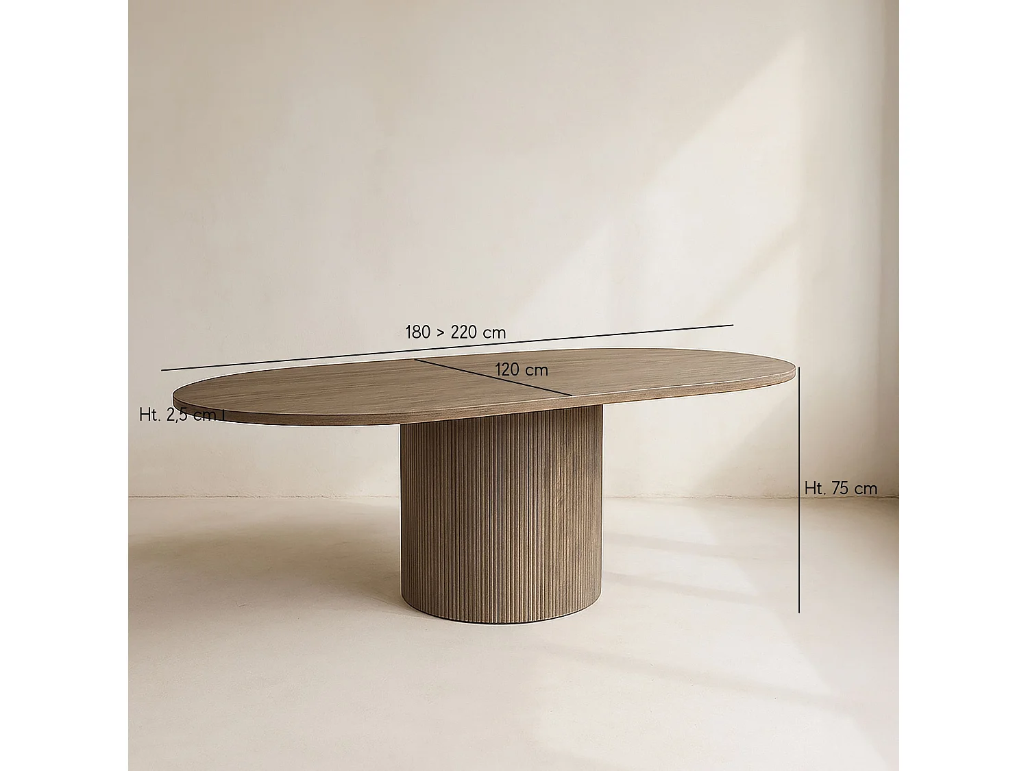 Now's Home - Ensemble Table Ovale Extensible Et 6 Chaises Latte