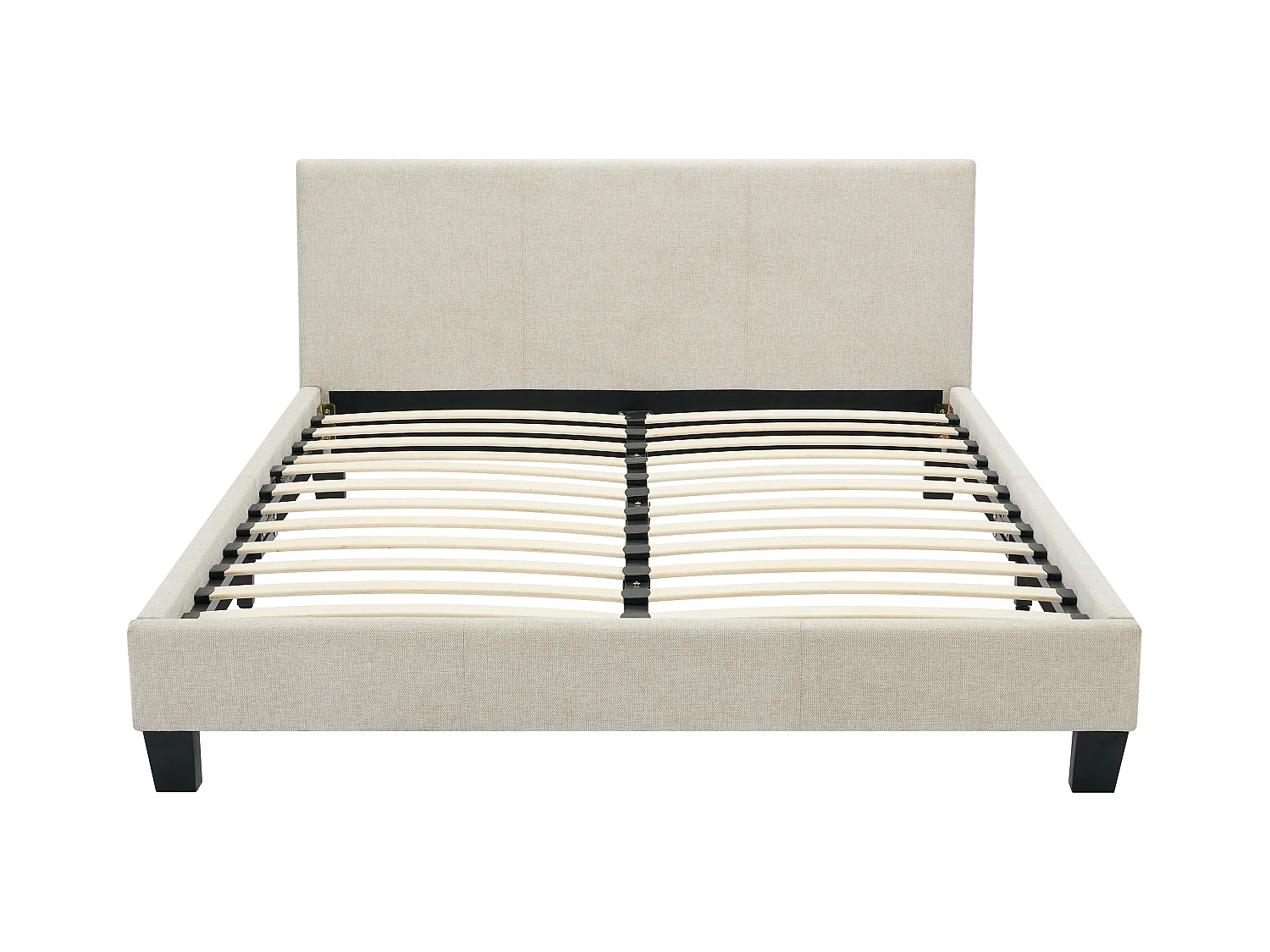 Lit 140 x 190 cm - Tissu - Beige + Matelas - CORNELIUS II