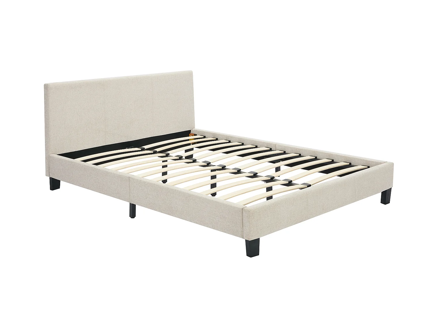 Lit 140 x 190 cm - Tissu - Beige + Matelas - CORNELIUS II