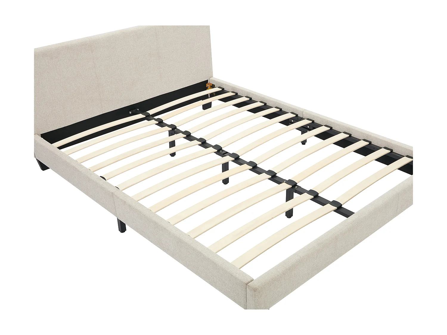 Lit 140 x 190 cm - Tissu - Beige + Matelas - CORNELIUS II