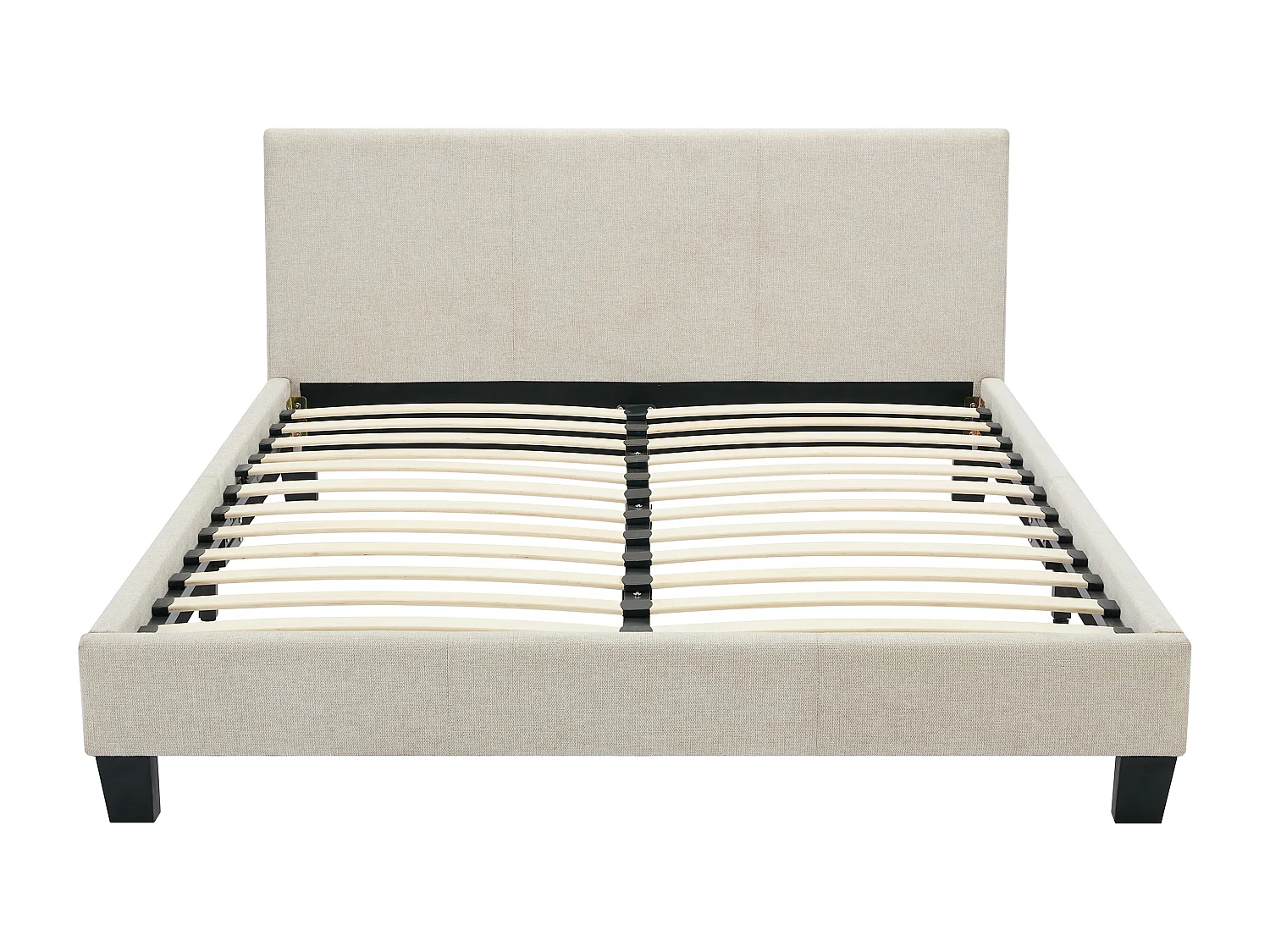 Lit 140 x 190 cm - Tissu - Beige + Matelas - CORNELIUS II