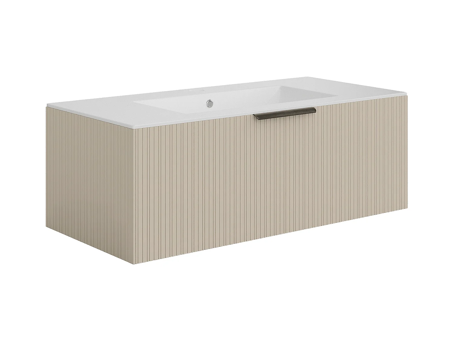 Vegghengt stripet baderomsinnredning med nedfelt vask - Beige farge - 100 cm - PALIRO