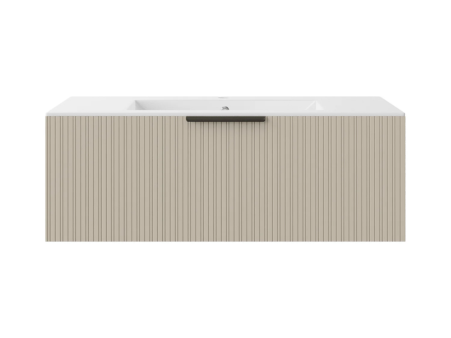 Vegghengt stripet baderomsinnredning med nedfelt vask - Beige farge - 100 cm - PALIRO