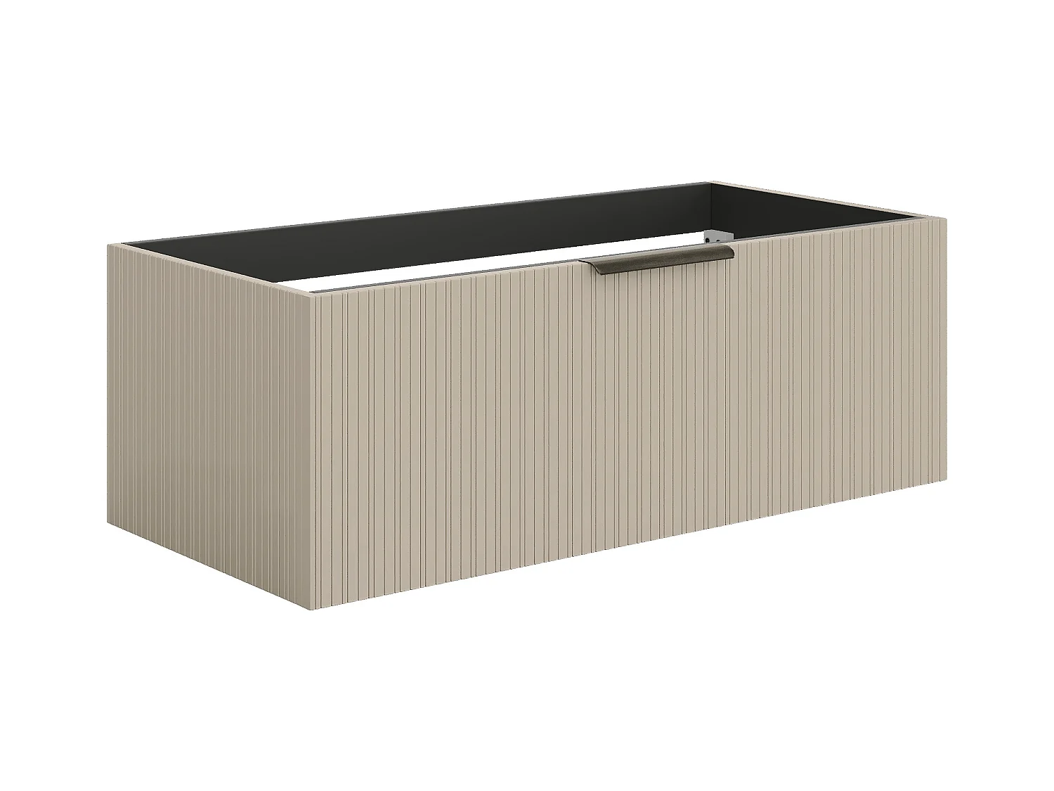 Vegghengt stripet baderomsinnredning med nedfelt vask - Beige farge - 100 cm - PALIRO