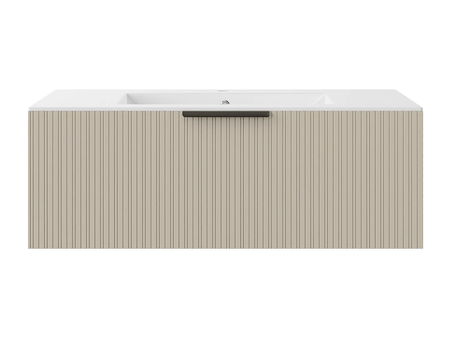 Meuble de salle de bain suspendu strié avec vasque à encastrer - Coloris beige - 100 cm - PALIRO