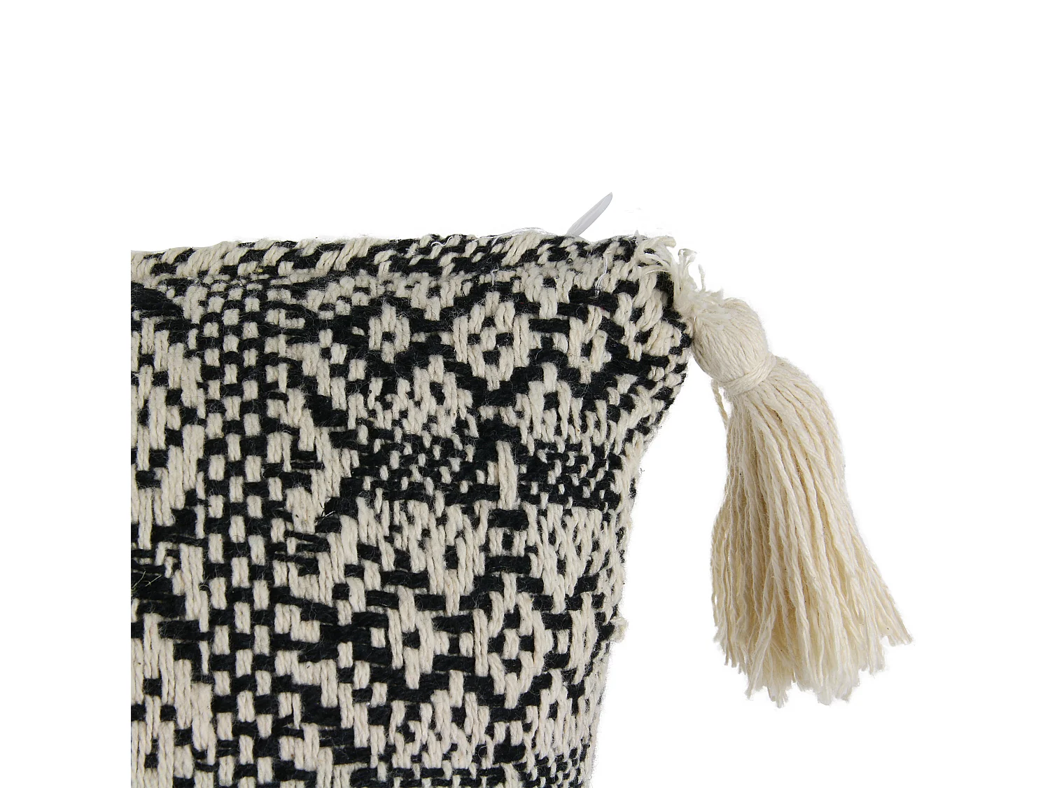 Coussin Ethnique Pompons Beige 40x40cm Beige, Noir