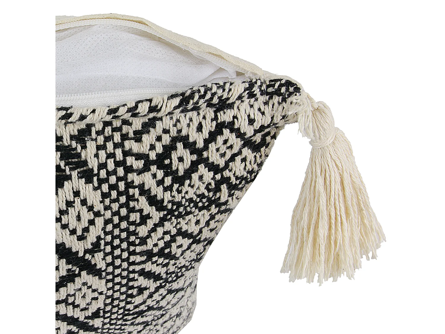 Coussin Ethnique Pompons Beige 40x40cm Beige, Noir