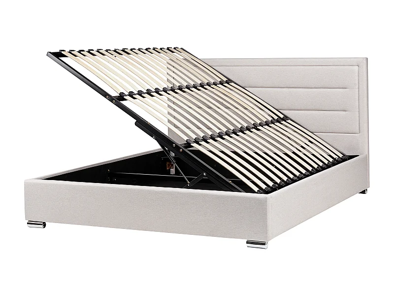 Lit ottoman Tissu ROUEN 180 x 200 cm Beige clair